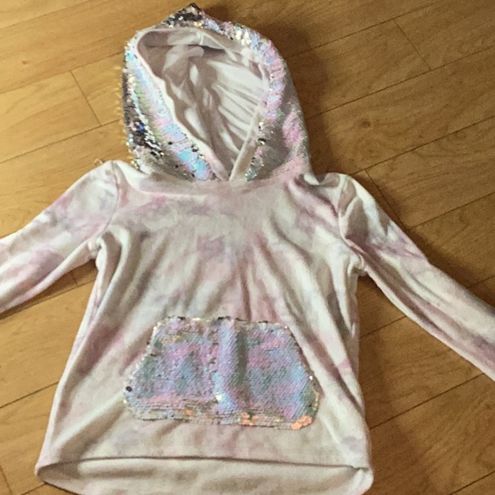 Purple white and blue marble sequin sweater